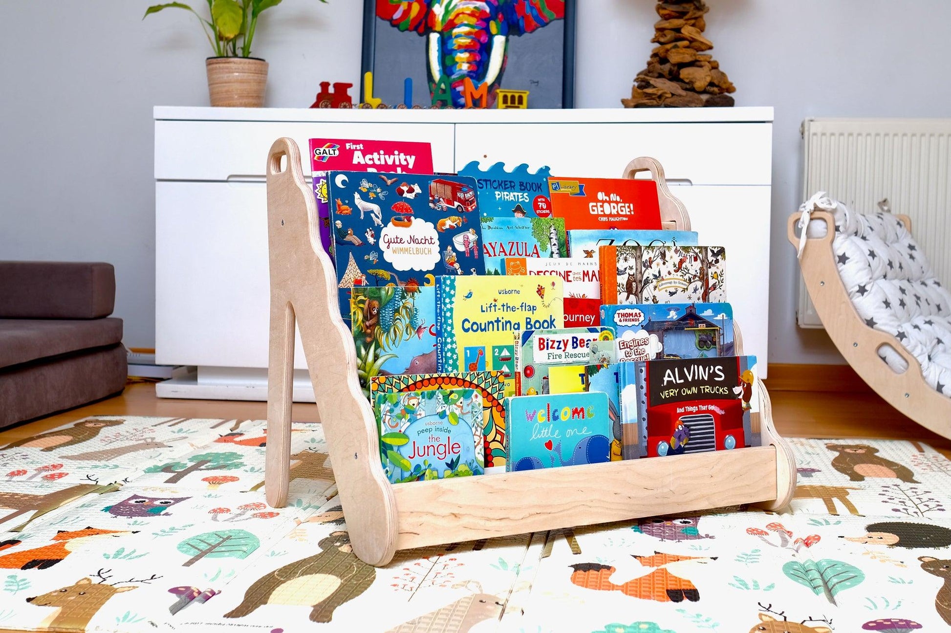 Wave Design Wooden Bookshelf / Large Size - Kidodido