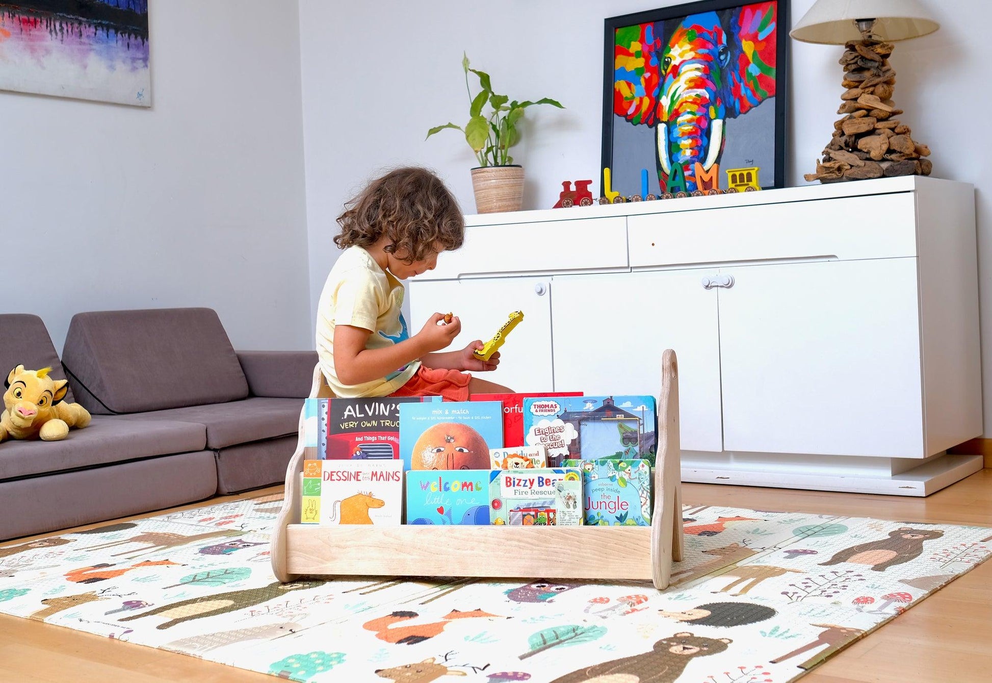 Wave Design Wooden Bookshelf / Small Size - Kidodido